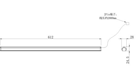 24V亮度可調(diào)三防燈模組(600)尺寸