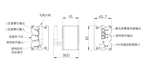 24V電源無(wú)線控制模塊(發(fā)射）尺寸